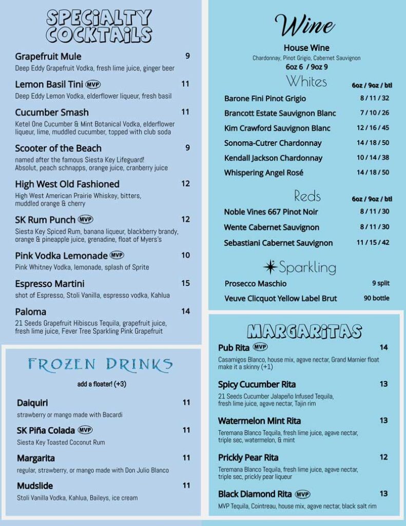 Drink Menu - My Village Pub